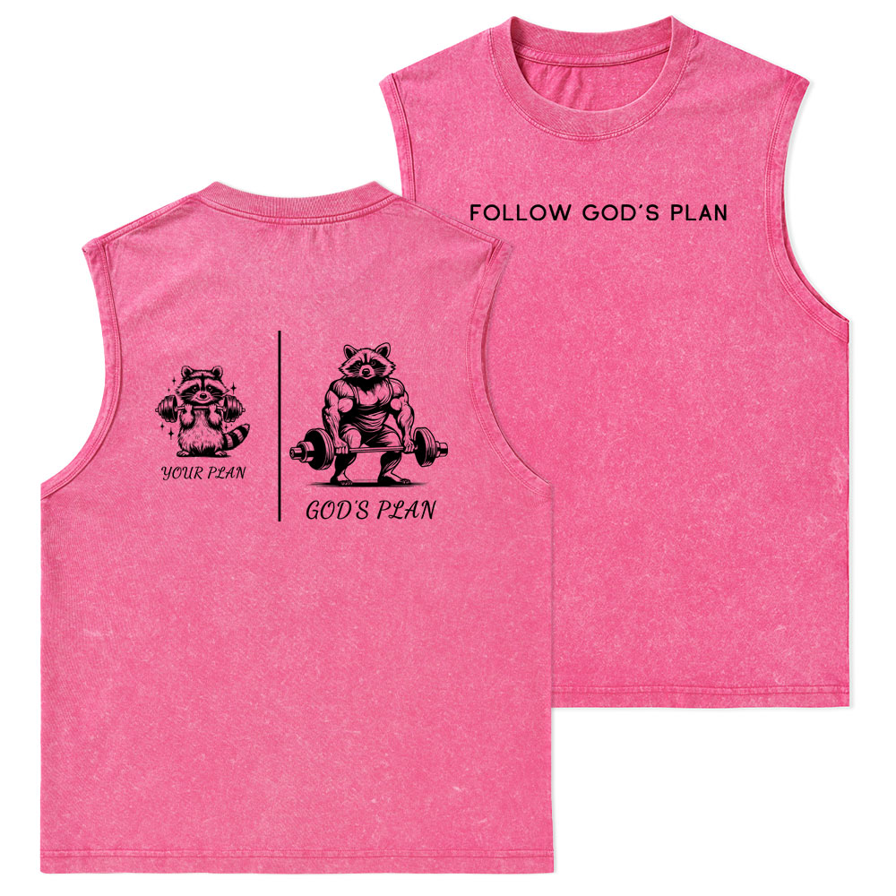 Follow God's Plan Christian Washed Tank Top