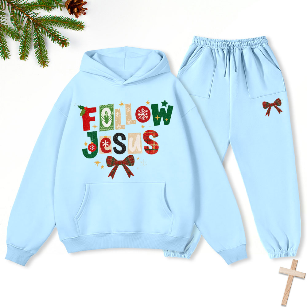 Follow Jesus Christian Christmas Premium Fleece Hoodie Set
