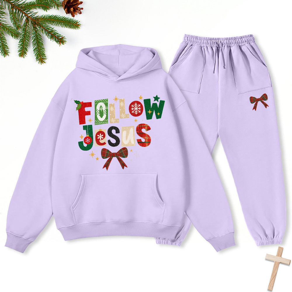 Follow Jesus Christian Christmas Premium Fleece Hoodie Set