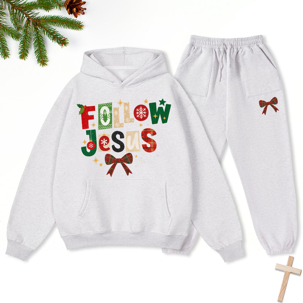 Follow Jesus Christian Christmas Premium Fleece Hoodie Set