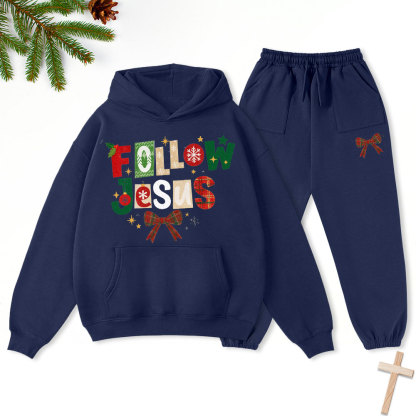 Follow Jesus Christian Christmas Premium Fleece Hoodie Set