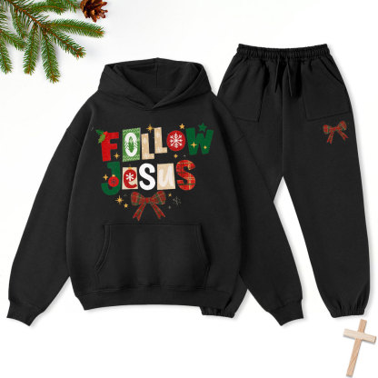 Follow Jesus Christian Christmas Premium Fleece Hoodie Set