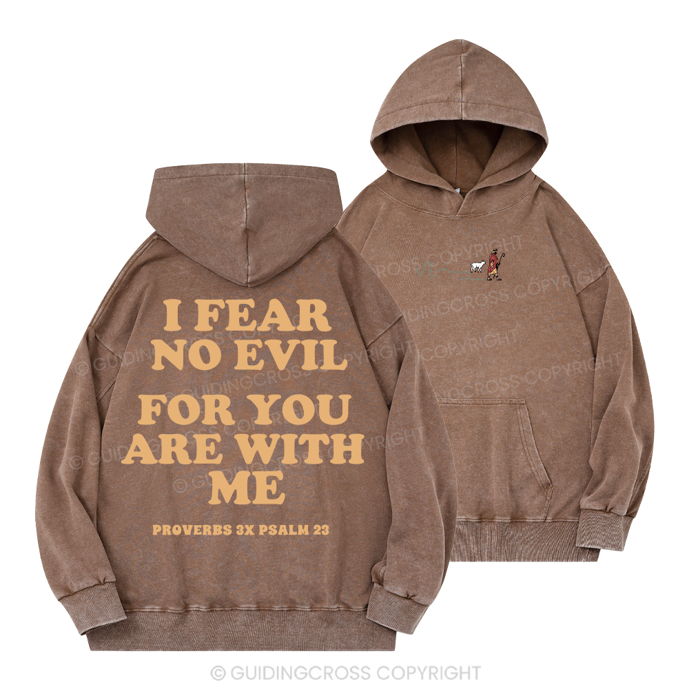 Follow Jesus Fear No Evil Christian Washed Hoodie