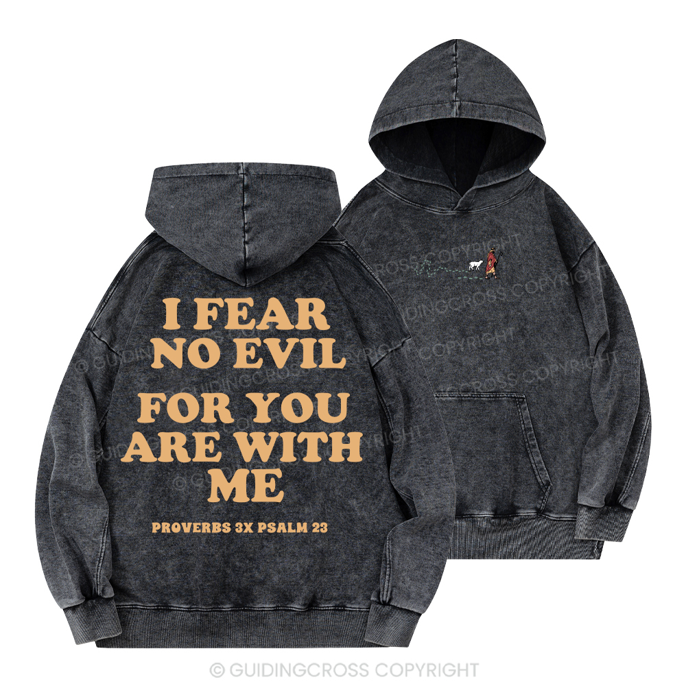 Follow Jesus Fear No Evil Christian Washed Hoodie