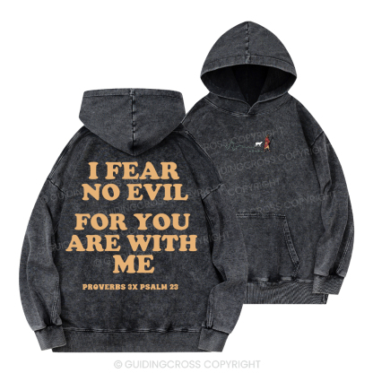 Follow Jesus Fear No Evil Christian Washed Hoodie