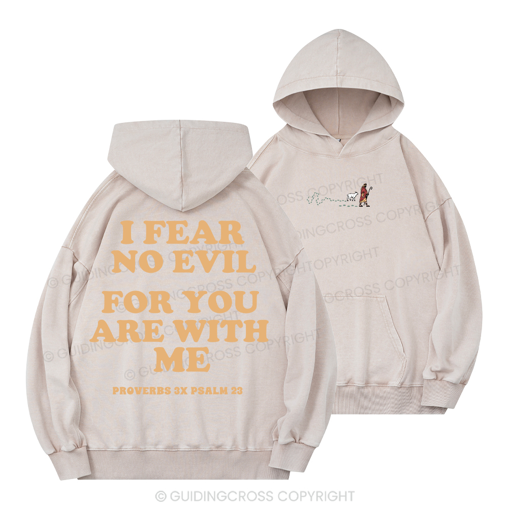Follow Jesus Fear No Evil Christian Washed Hoodie