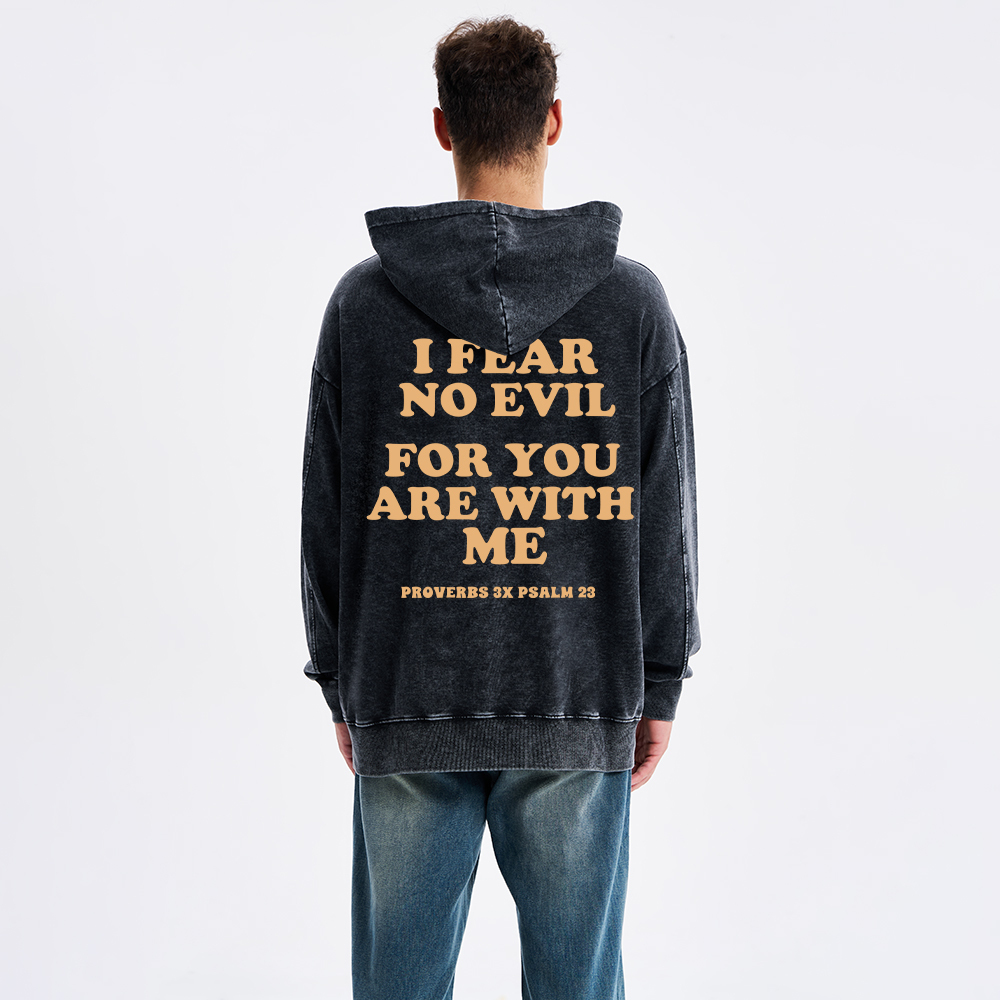 Follow Jesus Fear No Evil Christian Washed Hoodie
