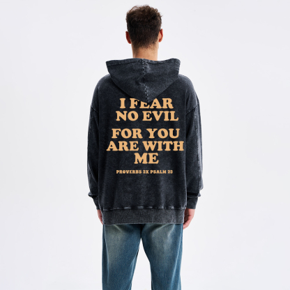 Follow Jesus Fear No Evil Christian Washed Hoodie