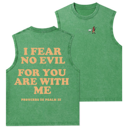 Follow Jesus Fear No Evil Christian Washed Tank Top