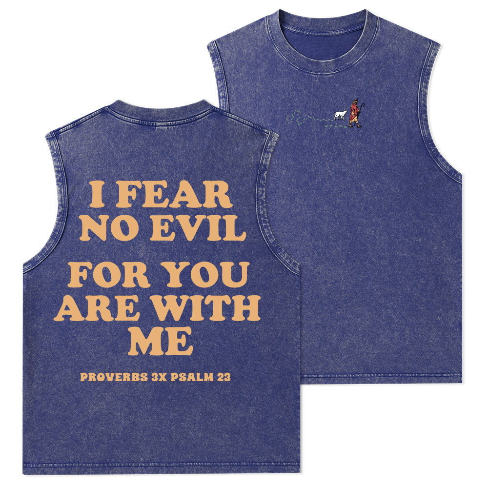 Follow Jesus Fear No Evil Christian Washed Tank Top