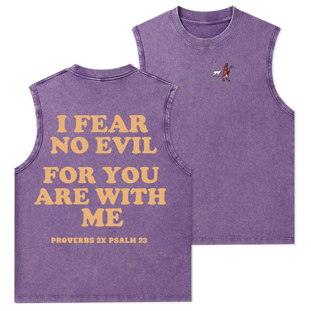 Follow Jesus Fear No Evil Christian Washed Tank Top