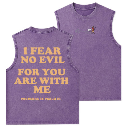 Follow Jesus Fear No Evil Christian Washed Tank Top