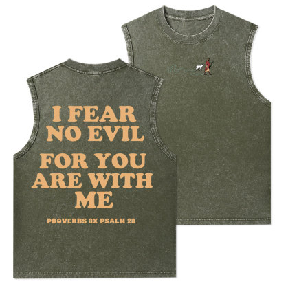 Follow Jesus Fear No Evil Christian Washed Tank Top