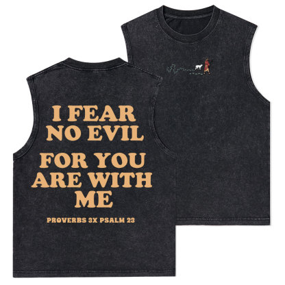 Follow Jesus Fear No Evil Christian Washed Tank Top