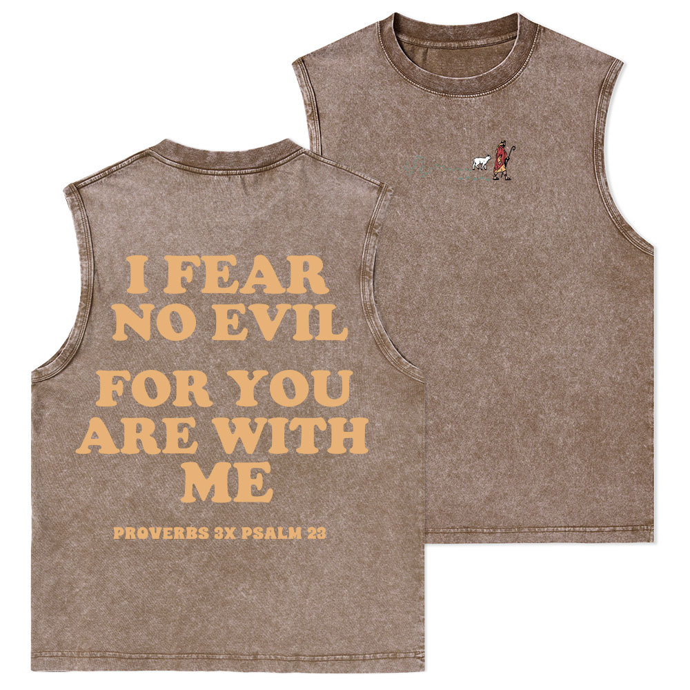 Follow Jesus Fear No Evil Christian Washed Tank Top