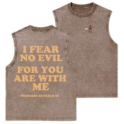 Follow Jesus Fear No Evil Christian Washed Tank Top