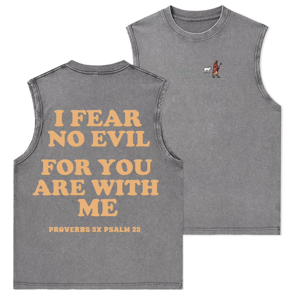 Follow Jesus Fear No Evil Christian Washed Tank Top