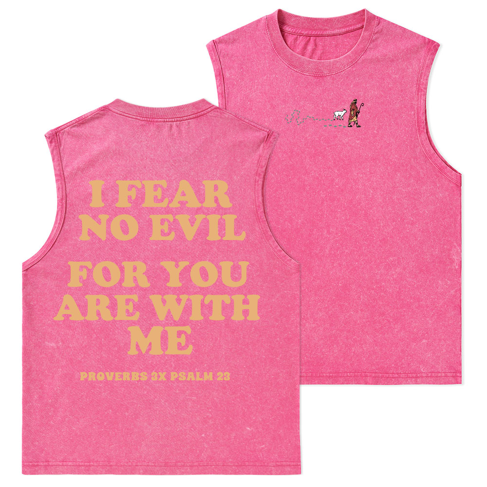 Follow Jesus Fear No Evil Christian Washed Tank Top