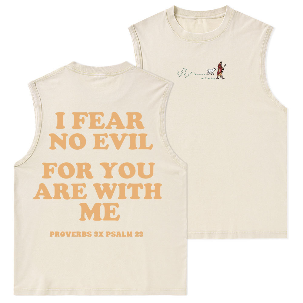 Follow Jesus Fear No Evil Christian Washed Tank Top