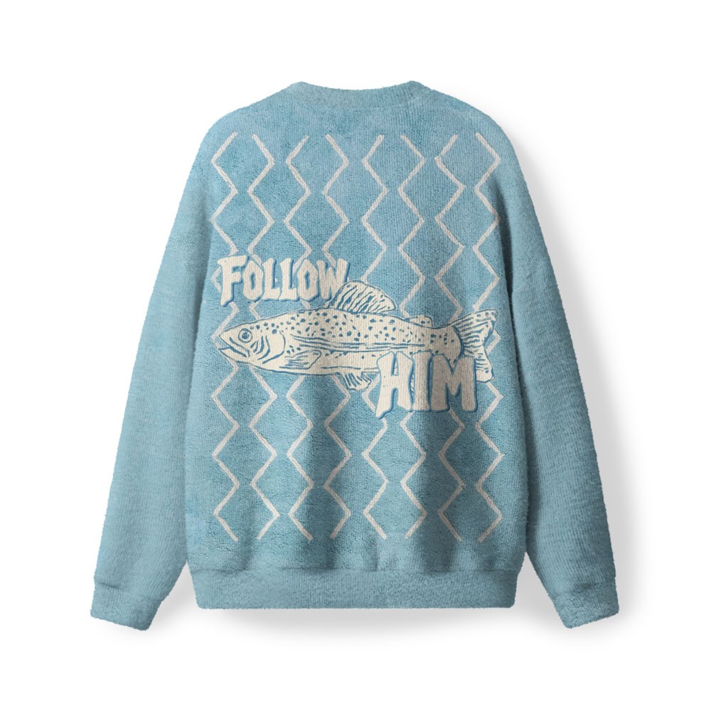 Follow Jesus Furry Christian Lightweight Sweater
