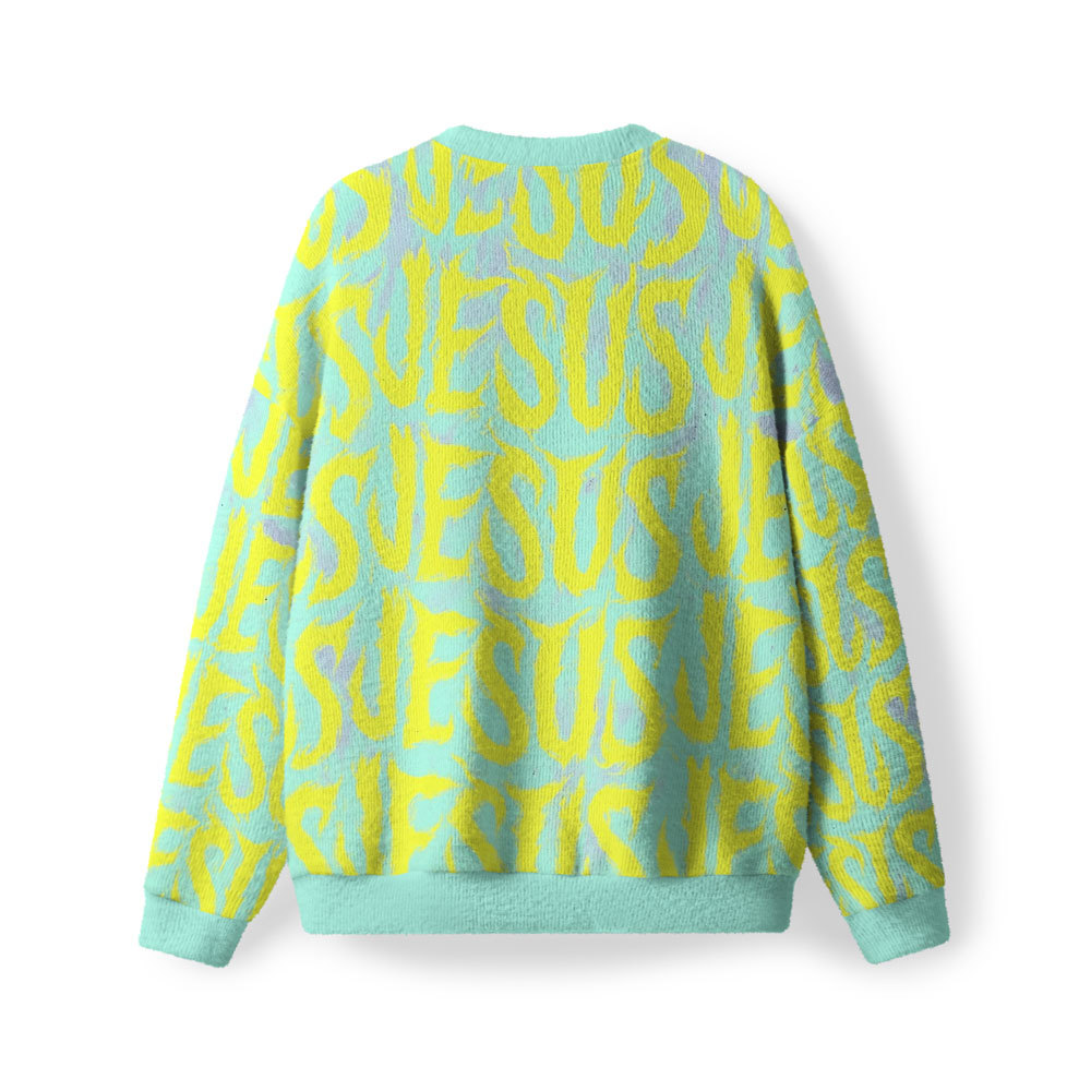 Follow Jesus Furry Christian Lightweight Sweater