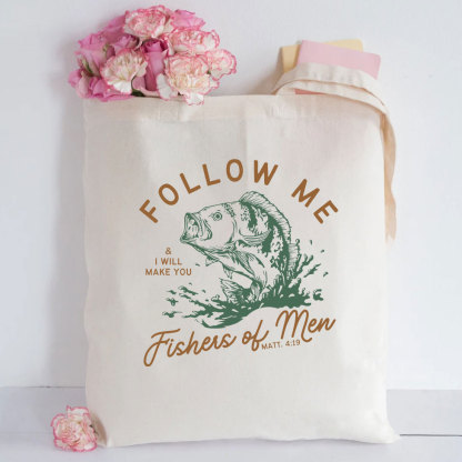 Follow Me I Will Make You Fishers Of Men Christian Canvas Tote Bag