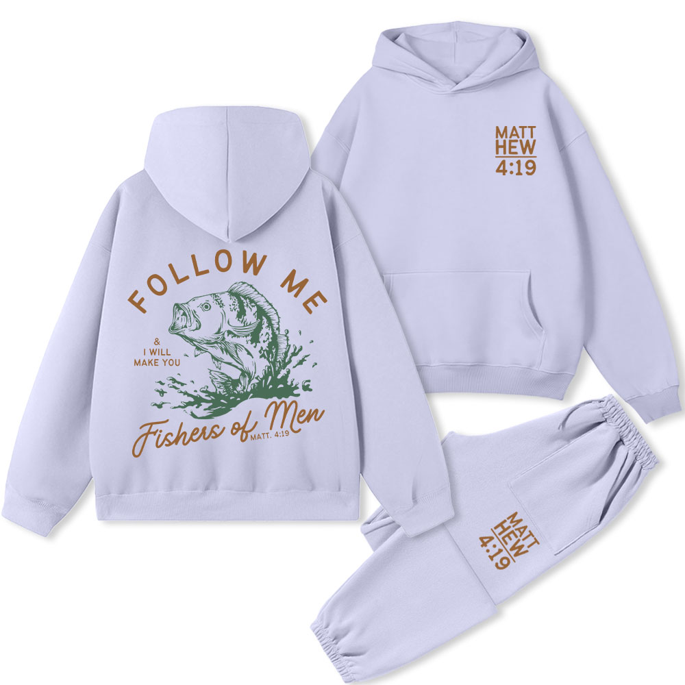 Follow Me I Will Make You Fishers Of Men Christian Premium Fleece Hoodie Set