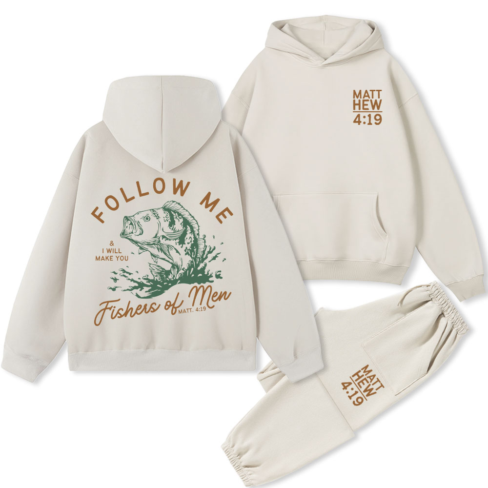 Follow Me I Will Make You Fishers Of Men Christian Premium Fleece Hoodie Set