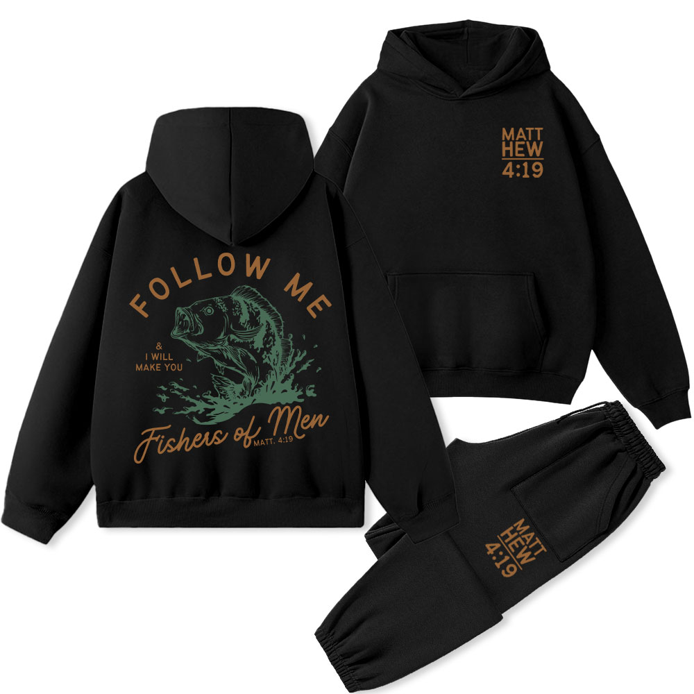 Follow Me I Will Make You Fishers Of Men Christian Premium Fleece Hoodie Set