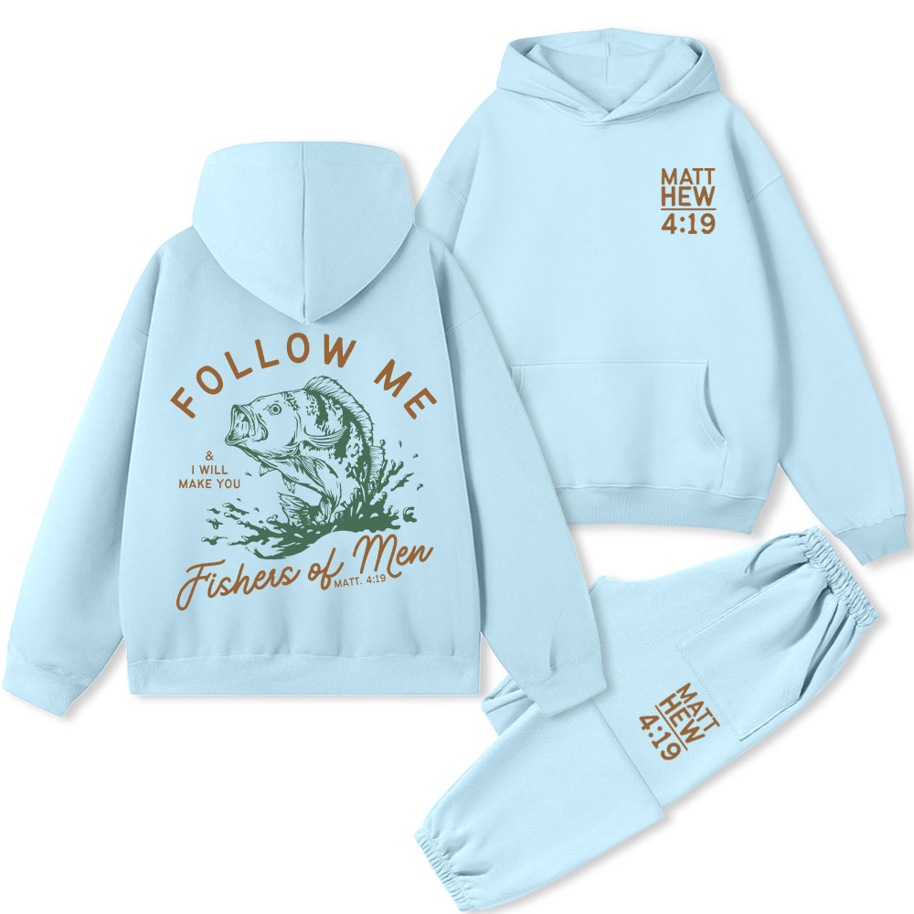 Follow Me I Will Make You Fishers Of Men Christian Premium Fleece Hoodie Set