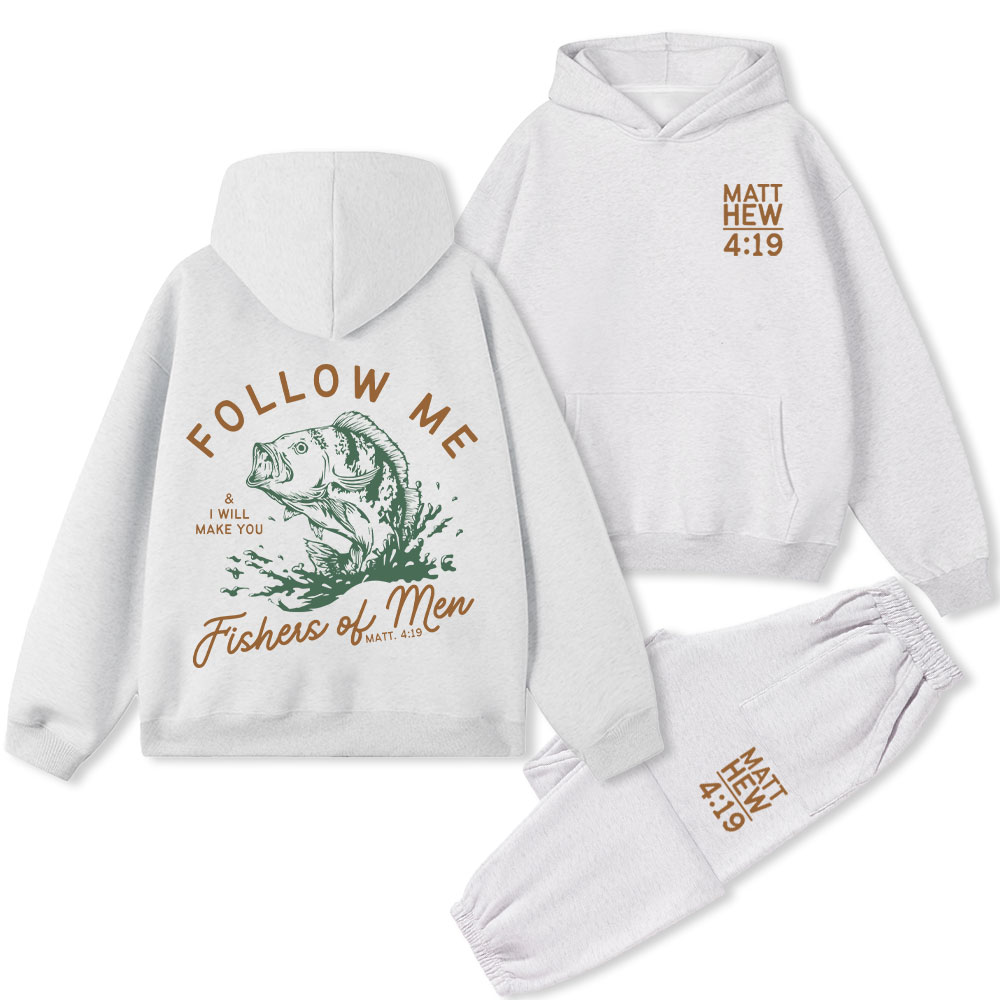 Follow Me I Will Make You Fishers Of Men Christian Premium Fleece Hoodie Set