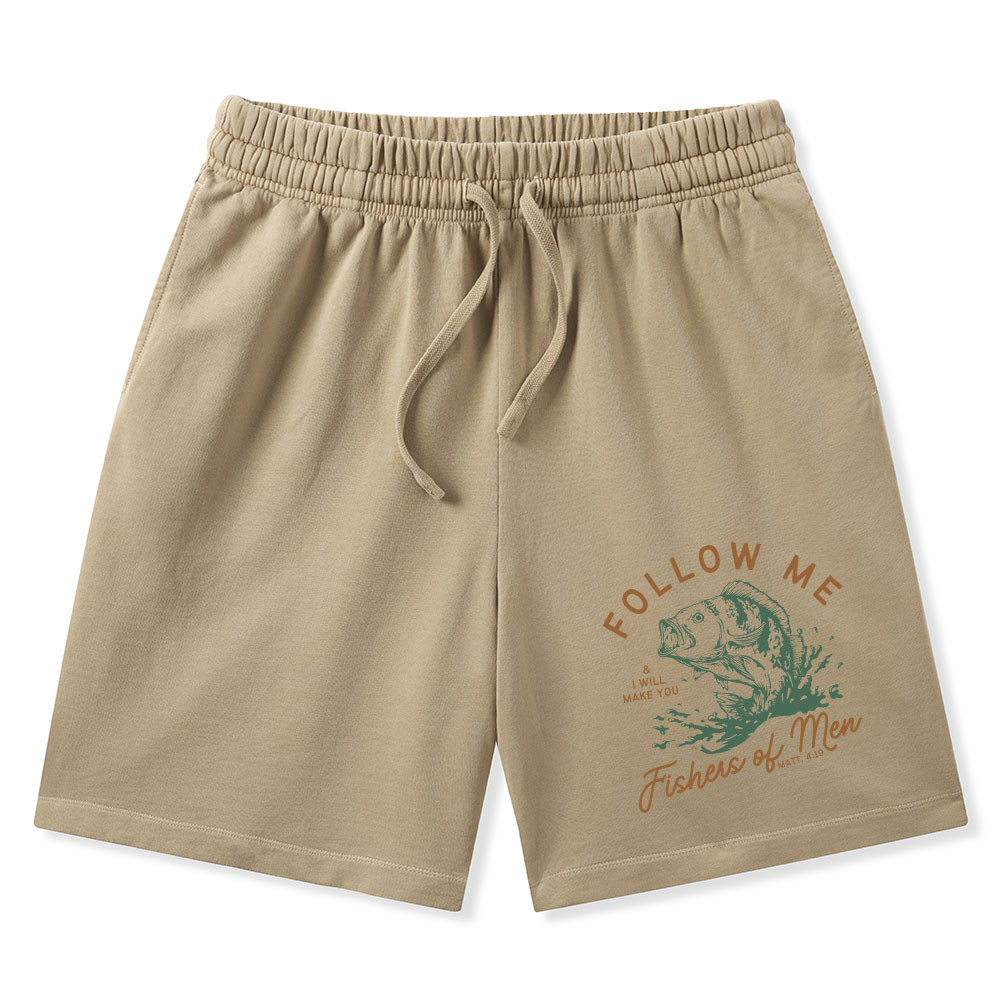 Follow Me I Will Make You Fishers Of Men Christian Washed Shorts