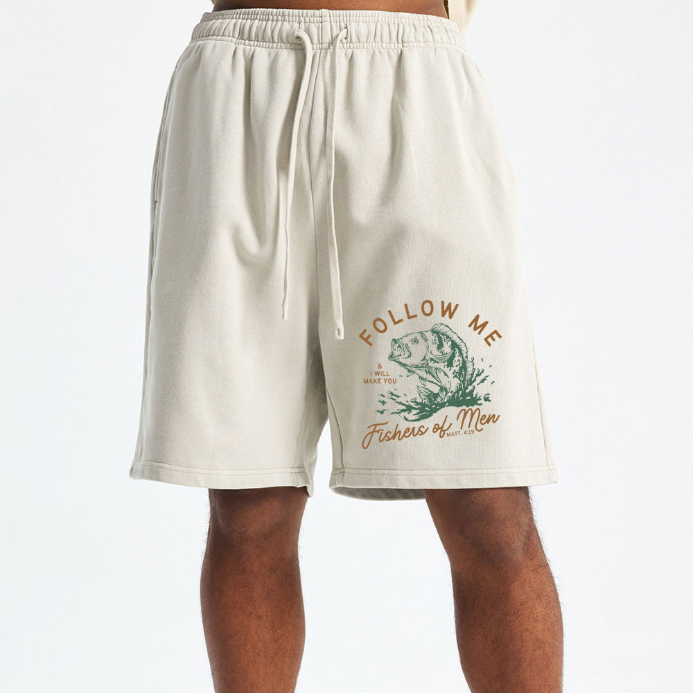 Follow Me I Will Make You Fishers Of Men Christian Washed Shorts