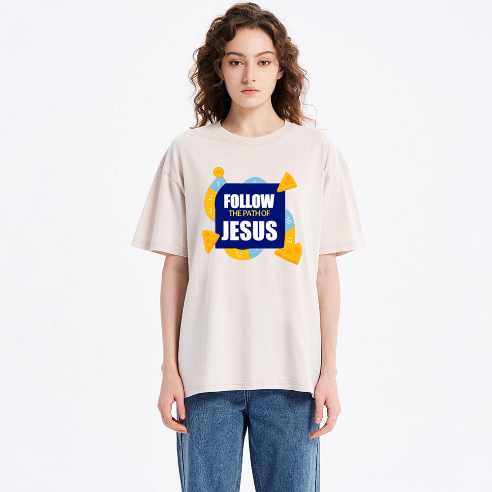 Follow The Path Of Jesus Christian Washed T-Shirt
