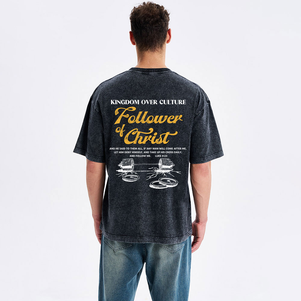 Follower Of Christ Christian Washed T-Shirt