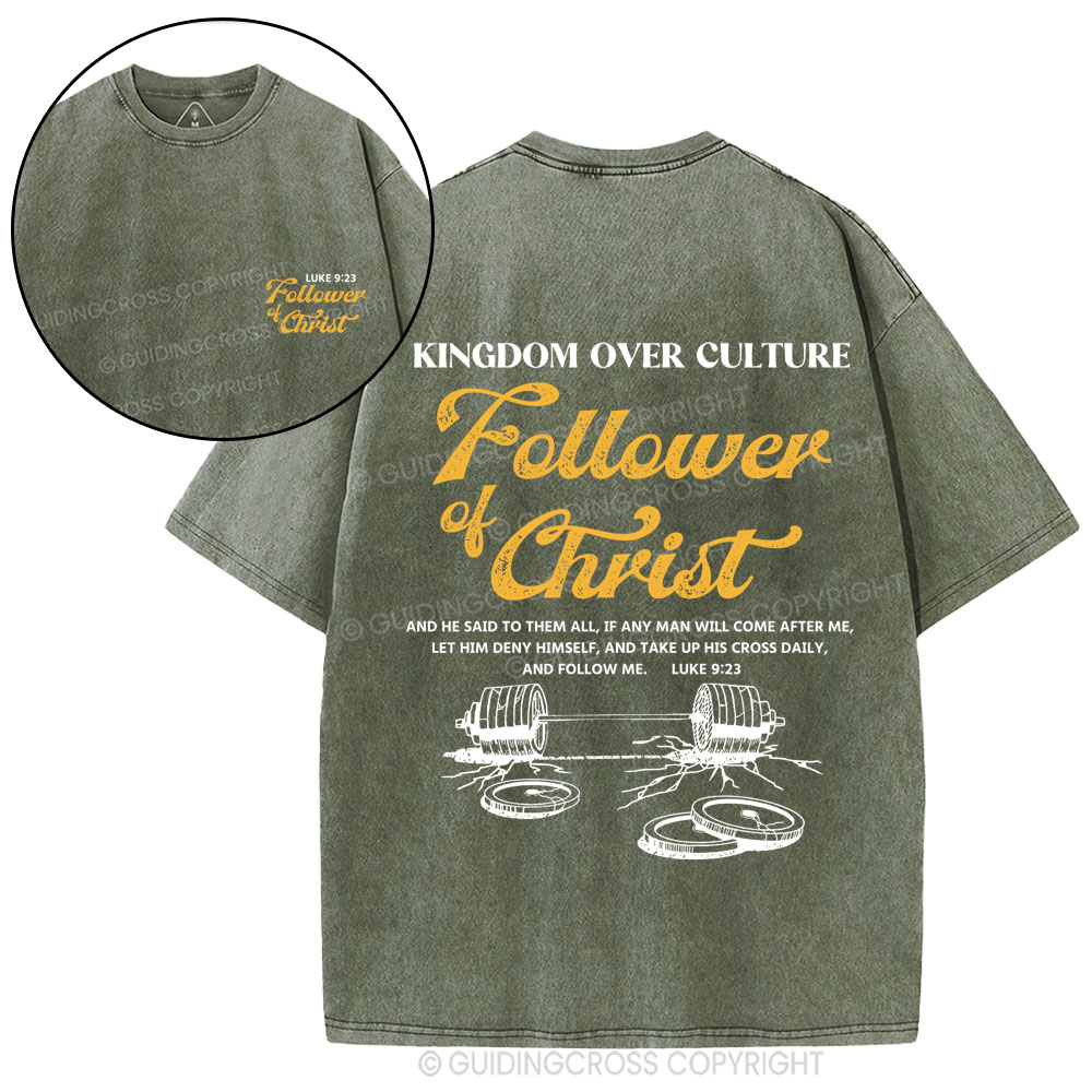 Follower Of Christ Christian Washed T-Shirt