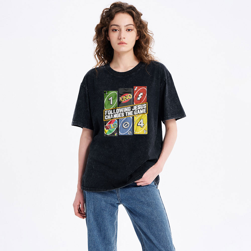 Following Jesus Changes The Game Christian Washed T-Shirt