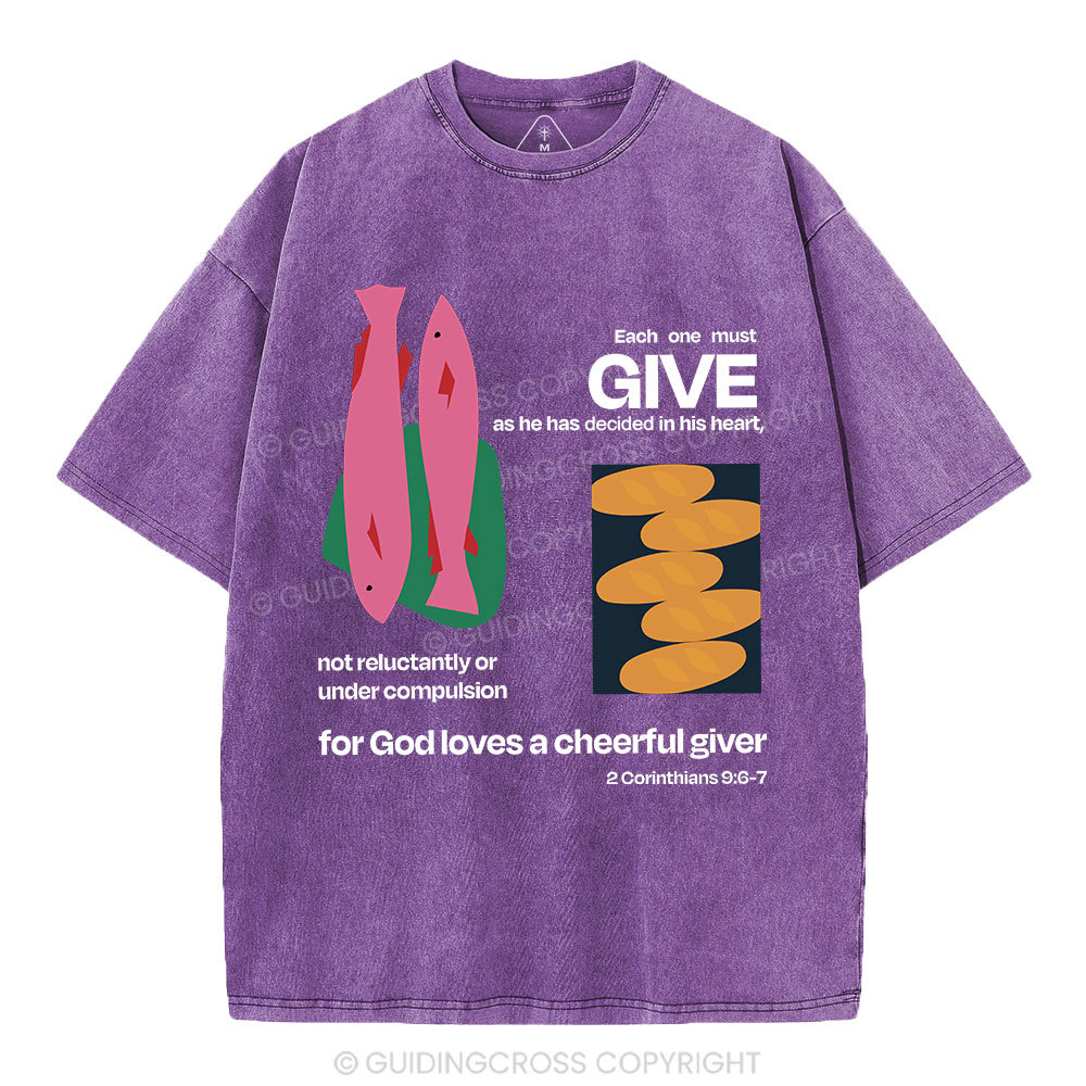 For God Loves A Cheerful Giver Christian Washed T-Shirt