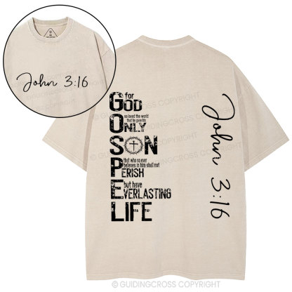 For God Only Son Christian Washed T-Shirt