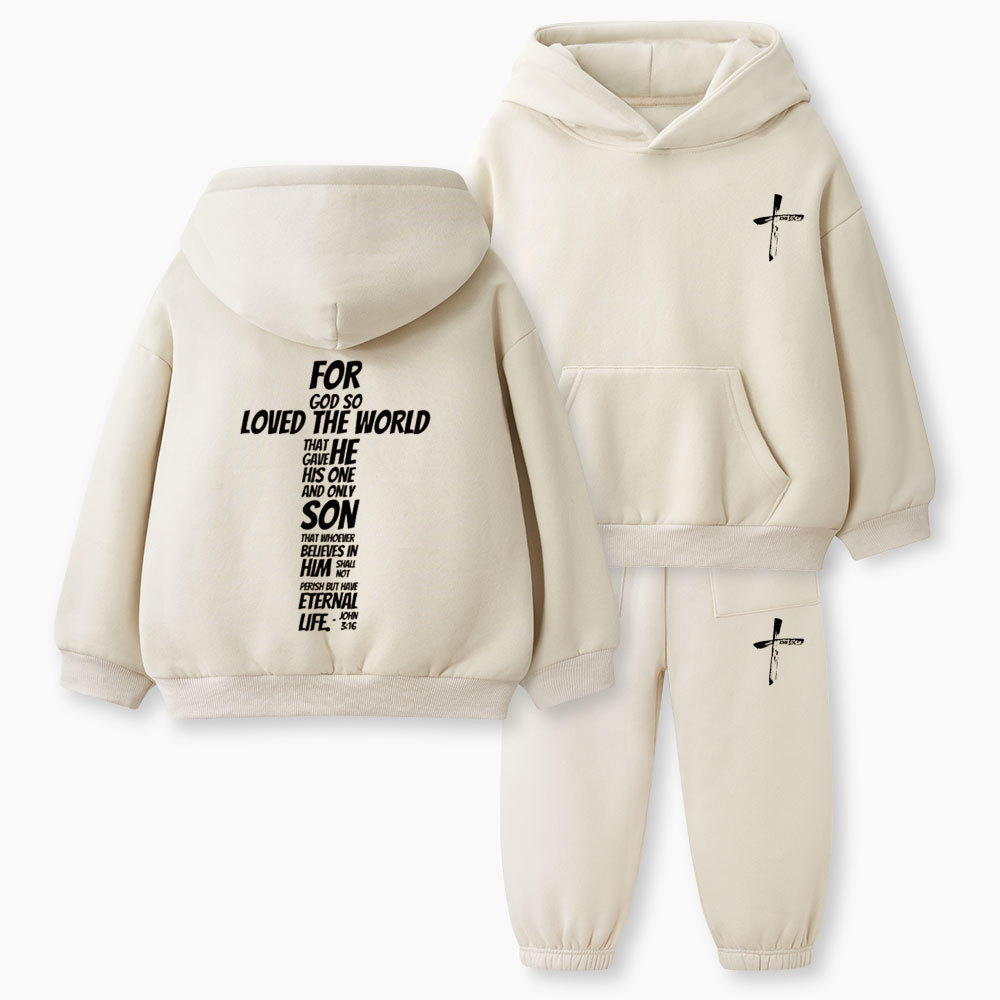 For God So Loved Christian Kid Fleece Hoodie Set