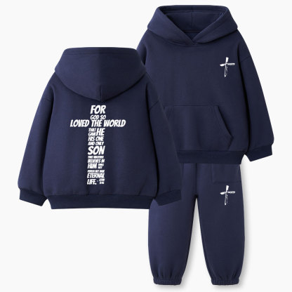 For God So Loved Christian Kid Fleece Hoodie Set