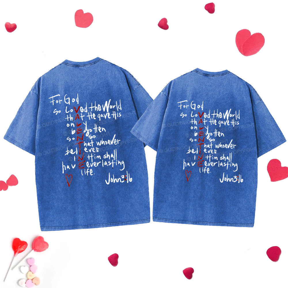 For God So Loved Christian Washed T-Shirt