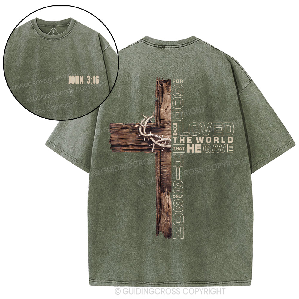 For God So Loved Christian Washed T-Shirt