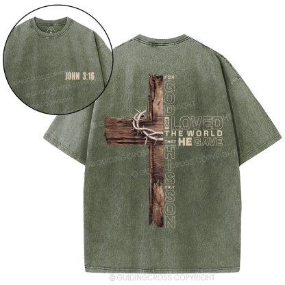 For God So Loved Christian Washed T-Shirt
