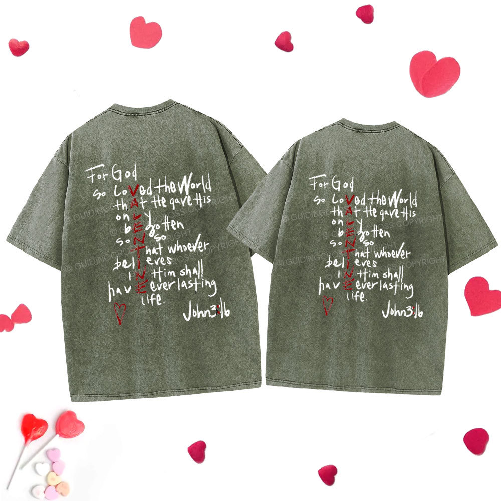 For God So Loved Christian Washed T-Shirt