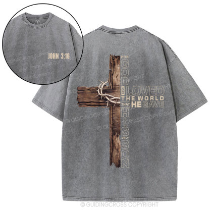 For God So Loved Christian Washed T-Shirt