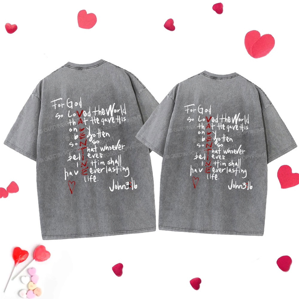 For God So Loved Christian Washed T-Shirt