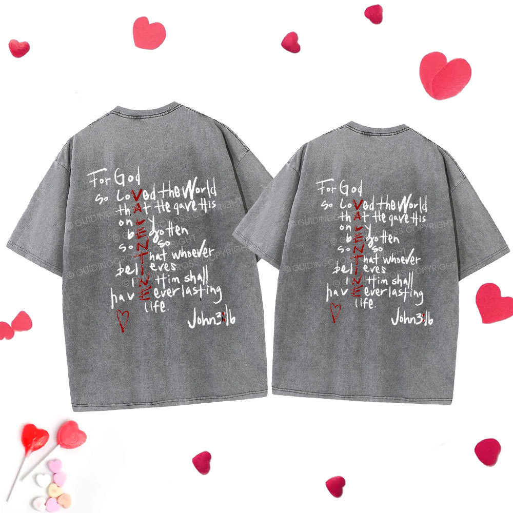 For God So Loved Christian Washed T-Shirt