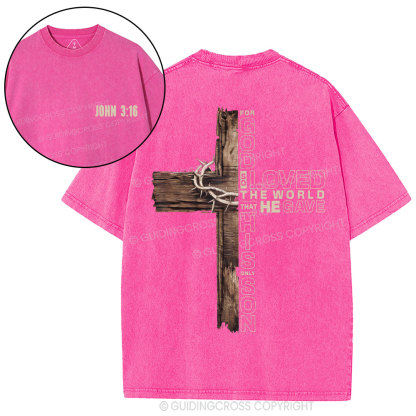For God So Loved Christian Washed T-Shirt