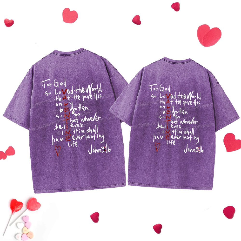 For God So Loved Christian Washed T-Shirt